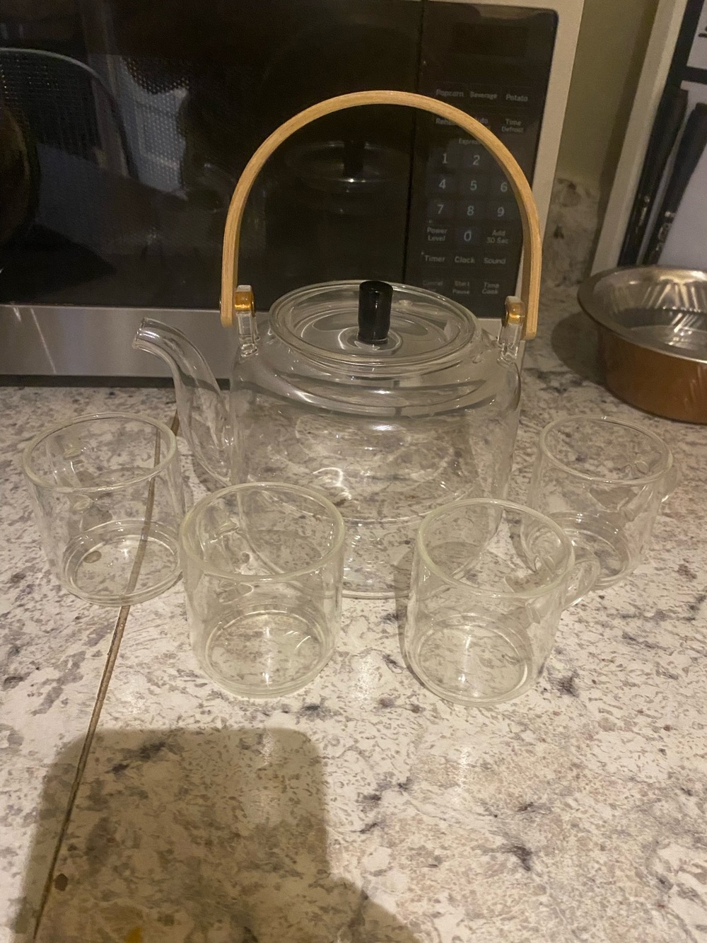 Glass Teapot W/Cups